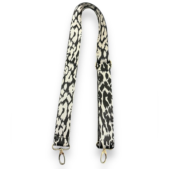 Adjustable Black Leopard Woven Bag Strap - Picture 3 of 4